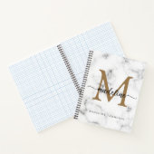 Modern Marble Gold Girly Script Monogram Notizblock (Innenseite)
