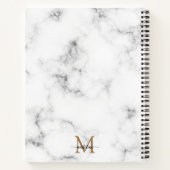 Modern Marble Gold Girly Script Monogram Notizblock (Rückseite)