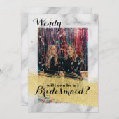 Modern Marble Gold Stroke Bridesmaid Vorschlag Car Einladung (Vorne/Hinten)