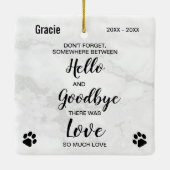 Modern Marble Hello Goodbye Keepake Memorial Keramikornament (Rückseite)