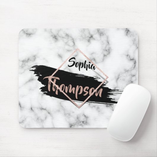 Modern Marble Paint Stroke Glitzer Name Mousepad (Mit Mouse)