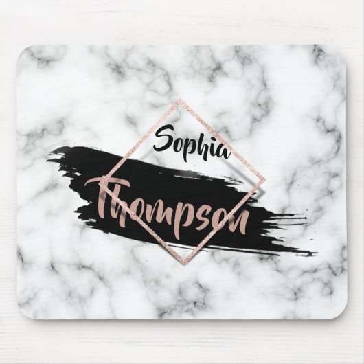 Modern Marble Paint Stroke Glitzer Name Mousepad (Vorne)