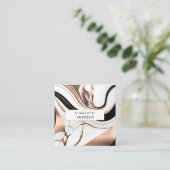 Modern Marble Rosegold Quadratische Visitenkarte (Stehend Vorderseite)