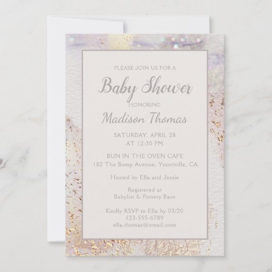 Modern Marble Sparkle | Babydusche Einladung (Vorderseite)