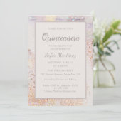 Modern Marble Sparkle | Quinceañera Einladung (Stehend Vorderseite)