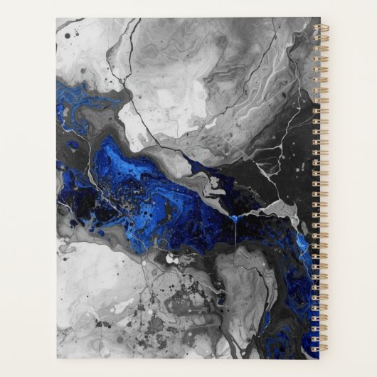 Modern Marble Stone Blue Black Grey Design Planer (Rückseite)