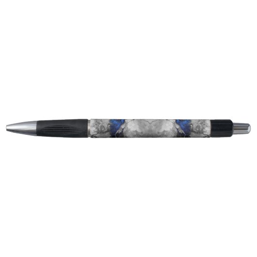 Modern Marble Stone Blue Black Grey Pen Kugelschreiber (Vorderseite)