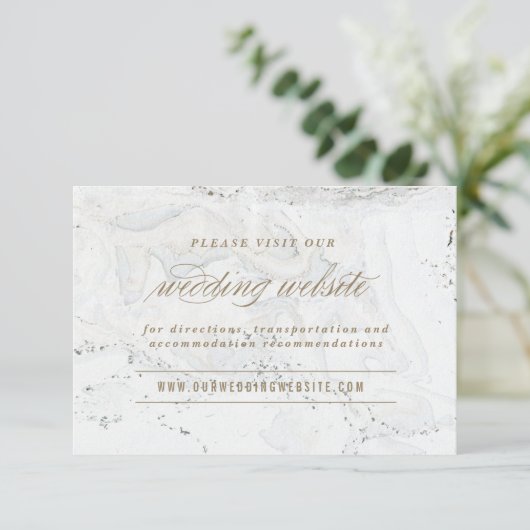 Modern Marble Wedle Website Card | Gold Begleitkarte (Stehend Vorderseite)