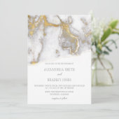 Modern Marbled Gray and Gold Hochzeit Einladung| Einladung (Stehend Vorderseite)