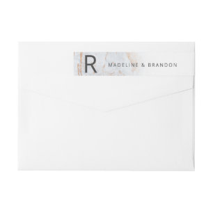 Modern Marbles Dusty Blue Monogram Rücksendeadress