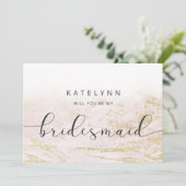 Modern Marbour Blush Bridesmaid Vorschlag Card (Stehend Vorderseite)