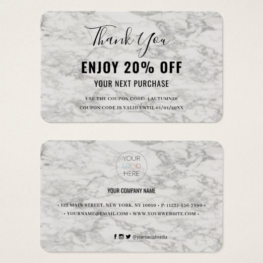 Modern Marbour Discount Coupon Card (Vorne & Hinten)