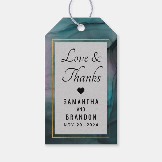 Modern Marbour Ink Wash Muster Vielen Dank für Ihr Geschenkanhänger (Vorderseite)