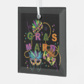 Modern Mardi Gras Ornament Aus Glas (Vorderseite links)
