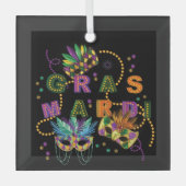 Modern Mardi Gras Ornament Aus Glas (Vorderseite)