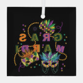 Modern Mardi Gras Ornament Aus Glas (Rückseite)