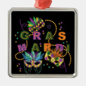 Modern Mardi Gras Ornament Aus Metall (Vorne)
