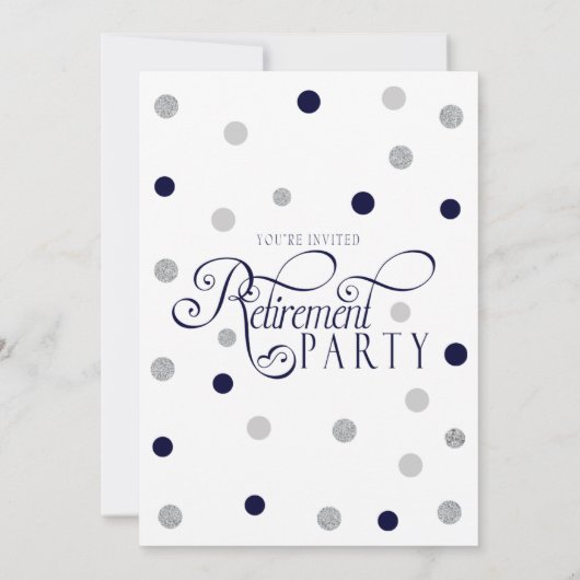 Modern, Marine-Glitzer-Ruhestands-Party Einladung (Rückseite)