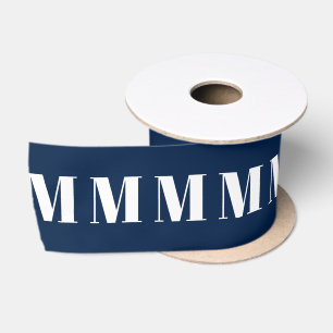 Modern marineblau-weiß-Monogramm Satinband