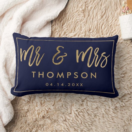 Modern Marinemoldamen Mr. and Mrs. wedding keepake Lendenkissen (Decke)