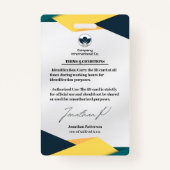 Modern Marketing Portrait ID Card (grün & gelb) Ausweis (Rückseite)