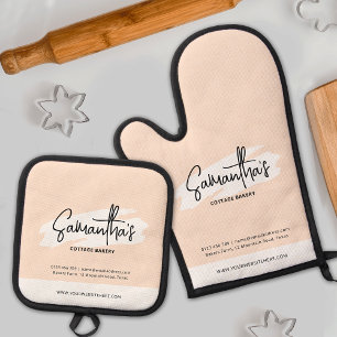 Modern markiertes Bakery-Logo Niedlich Orange Wass Ofenhandschuh & Topflappen-Set