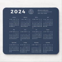 Modern markiertes Navy Blue-2024-Kalender-Promo-Lo