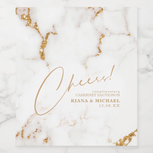 Modern Marmor Cheers Dusty Gold ID816 Weinetikett (Einzelnes Label)