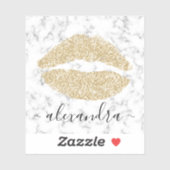 Modern Marmor Gold Glitzer Lips Name Aufkleber (Blatt)