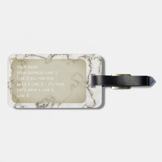 Modern-Marmormonogramm-Stripter-Gepäckmarke Gepäckanhänger (Rückseite horizontal)