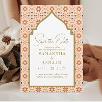 Modern marokkanischer Til Terracotta Save the Date