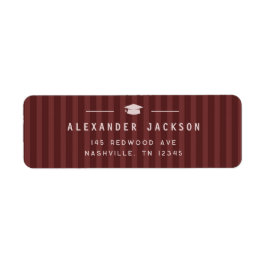 Modern Maroon Stripes Graduation Return Address