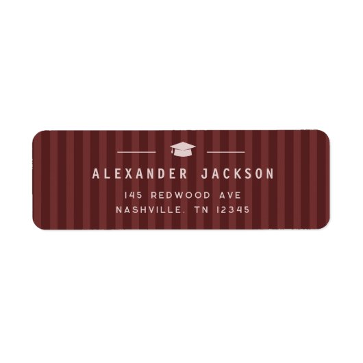 Modern Maroon Stripes Graduation Return Address (Vorne)