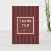 Modern Maroon Stripes Graduation Thank You Dankeskarte (Vorderseite)