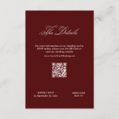 Modern Maroon Wedding Details Qr Code Begleitkarte (Vorderseite)