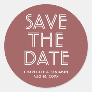 Modern Marsala Save the Date Sticker