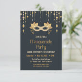 Modern Masquerade Geburtstagsparty Einladung (Stehend Vorderseite)