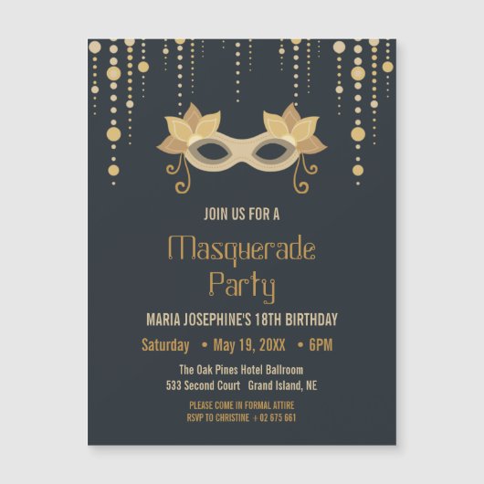 Modern Masquerade Geburtstagsparty Einladung (Vorderseite)