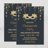 Modern Masquerade Geburtstagsparty Einladung (Vorne/Hinten)