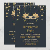 Modern Masquerade Geburtstagsparty Einladung (Vorne/Hinten)