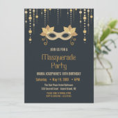Modern Masquerade Geburtstagsparty Einladung (Stehend Vorderseite)