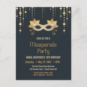 Modern Masquerade Geburtstagsparty Einladung