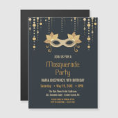 Modern Masquerade Geburtstagsparty Magneteinladung (Vorne/Hinten)