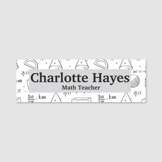 Modern Math Teacher Classic Name Tag Namensschild (Vorderseite)