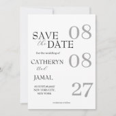 Modern Matte Black Minimalist Save The Date (Vorderseite)