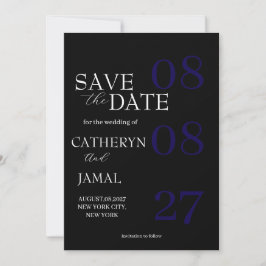 Modern Matte Black Minimalist Save The Date
