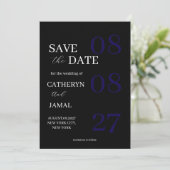 Modern Matte Black Minimalist Save The Date (Stehend Vorderseite)