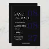 Modern Matte Black Minimalist Save The Date (Vorne/Hinten)