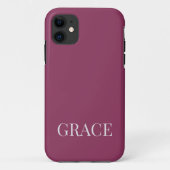 Modern Mauve Berry Personalized Name Custom Case-Mate iPhone Hülle (Rückseite)