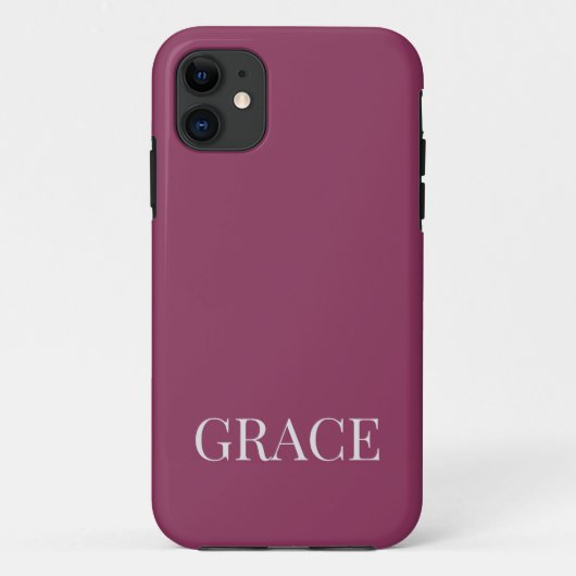 Modern Mauve Berry Personalized Name Custom Case-Mate iPhone Hülle (Rückseite)